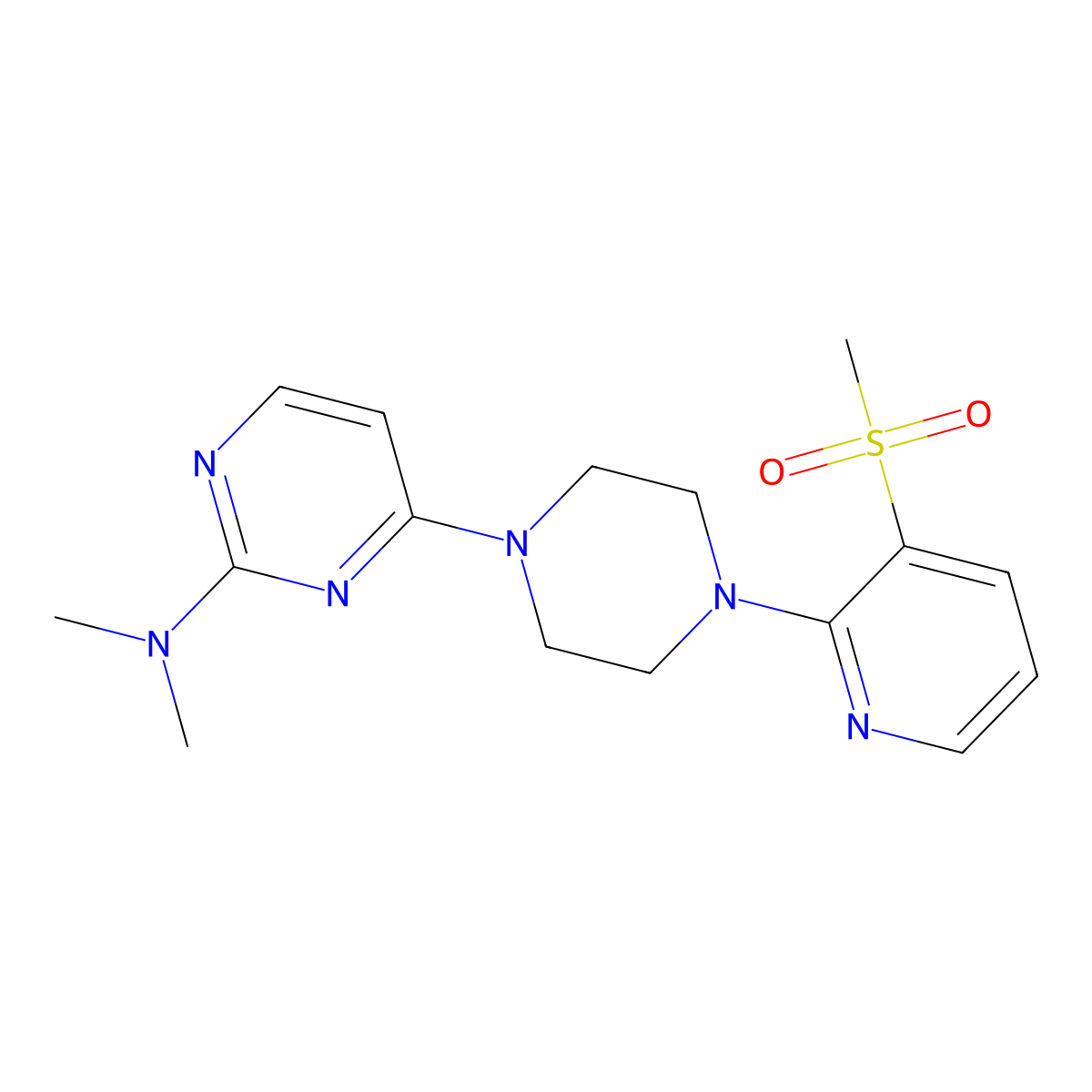 4-[4-(3-methanesulfonylpyridin-2-yl)piperazin-1-yl]-N,N-dimethylpyrimidin-2-amine molecular structure, CAS 2741923-28-2