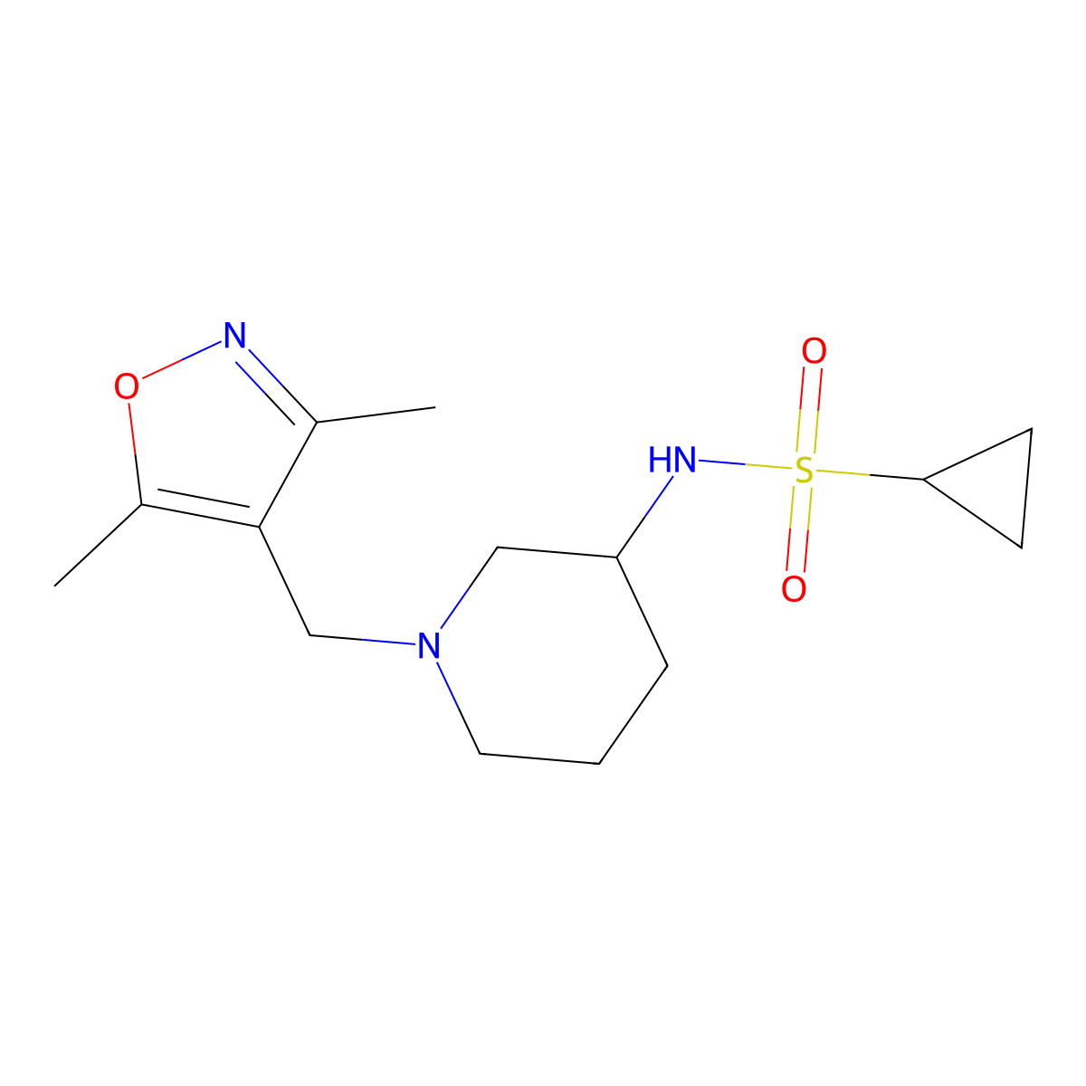 N-{1-[(3,5-dimethyl-1,2-oxazol-4-yl)methyl]piperidin-3-yl}cyclopropanesulfonamide molecular structure, CAS 2741923-33-9