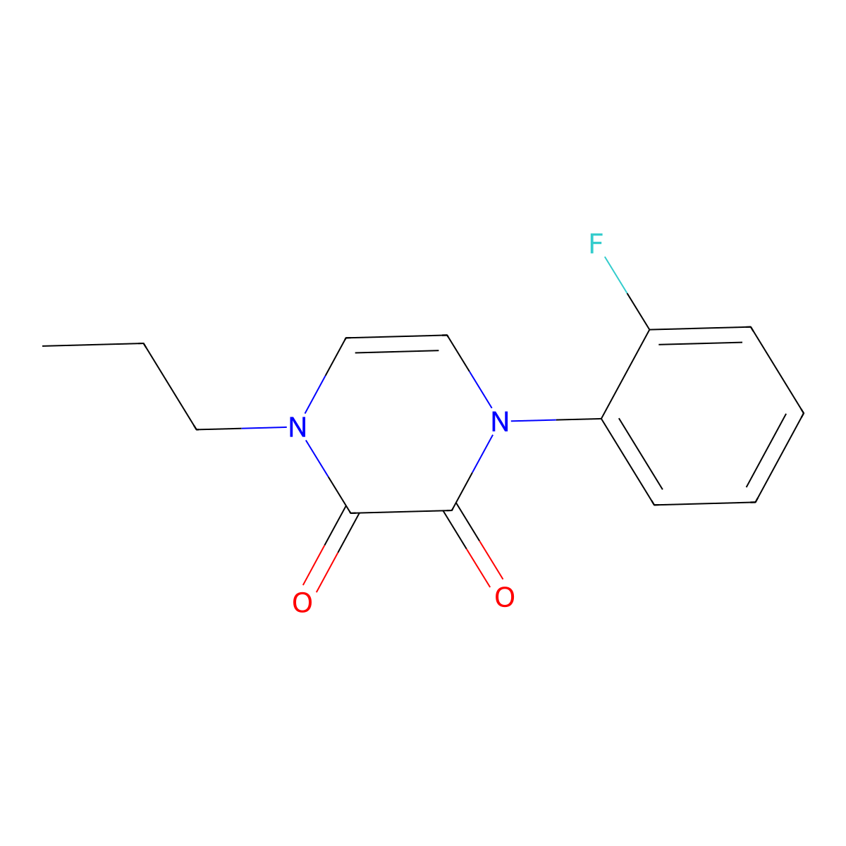 1-(2-Fluorophenyl)-4-propyl-1,2,3,4-tetrahydropyrazine-2,3-dione molecular structure, CAS 2741923-37-3