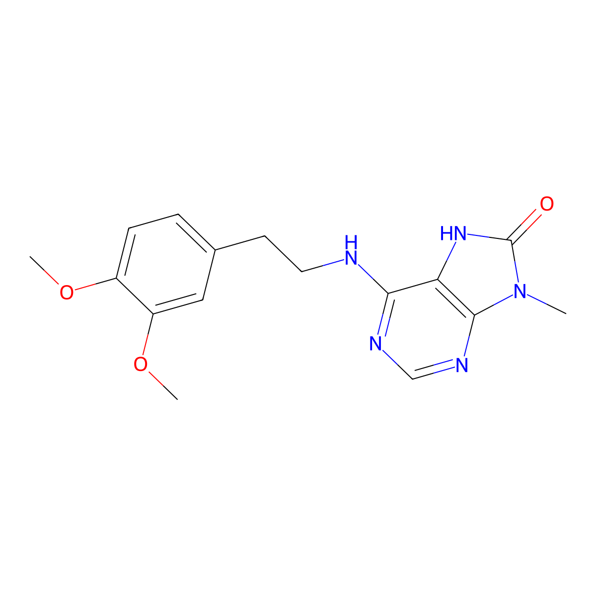 6-{[2-(3,4-dimethoxyphenyl)ethyl]amino}-9-methyl-8,9-dihydro-7H-purin-8-one molecular structure, CAS 2741923-41-9