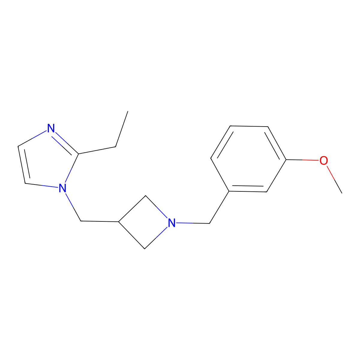 2-ethyl-1-({1-[(3-methoxyphenyl)methyl]azetidin-3-yl}methyl)-1H-imidazole molecular structure, CAS 2741923-42-0