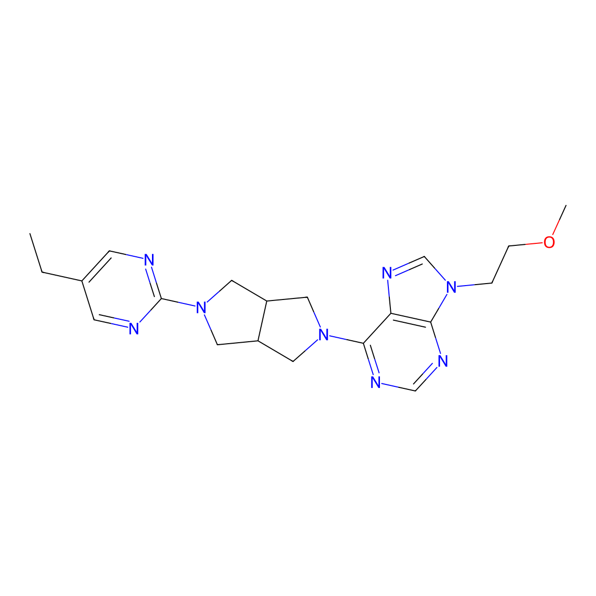 6-[5-(5-ethylpyrimidin-2-yl)-octahydropyrrolo[3,4-c]pyrrol-2-yl]-9-(2-methoxyethyl)-9H-purine molecular structure, CAS 2741923-43-1