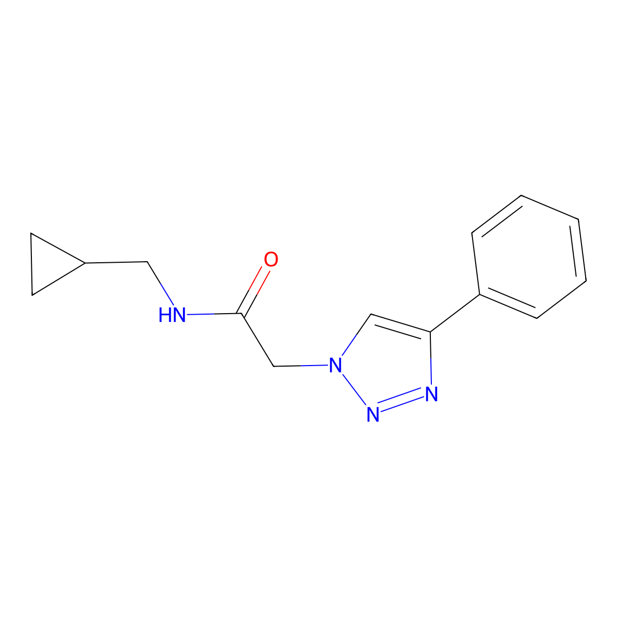N-(cyclopropylmethyl)-2-(4-phenyl-1H-1,2,3-triazol-1-yl)acetamide molecular structure, CAS 2741923-44-2