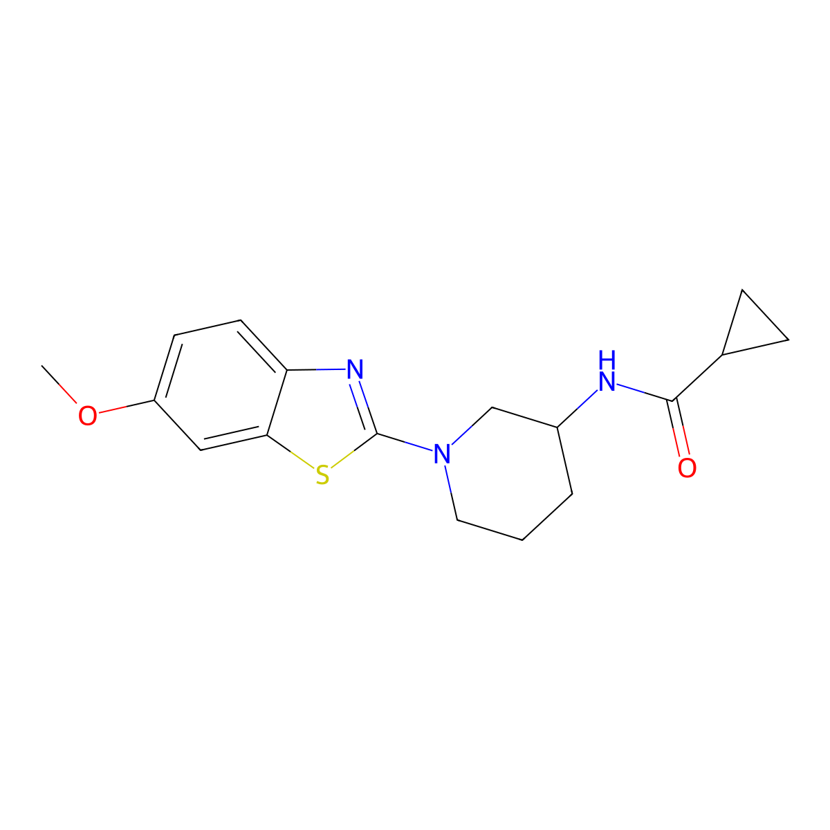 N-[1-(6-methoxy-1,3-benzothiazol-2-yl)piperidin-3-yl]cyclopropanecarboxamide molecular structure, CAS 2741923-49-7