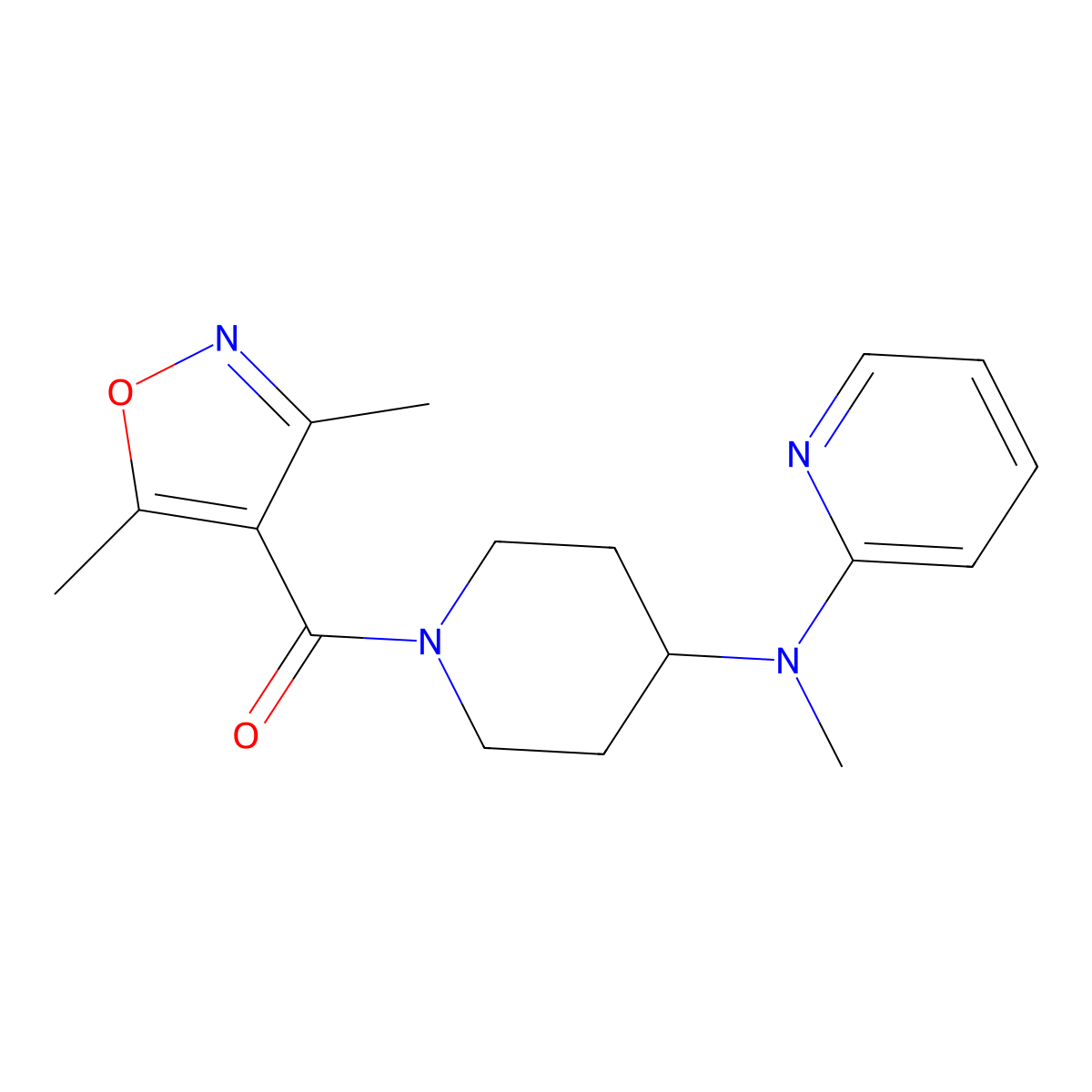 N-[1-(3,5-dimethyl-1,2-oxazole-4-carbonyl)piperidin-4-yl]-N-methylpyridin-2-amine molecular structure, CAS 2741923-50-0