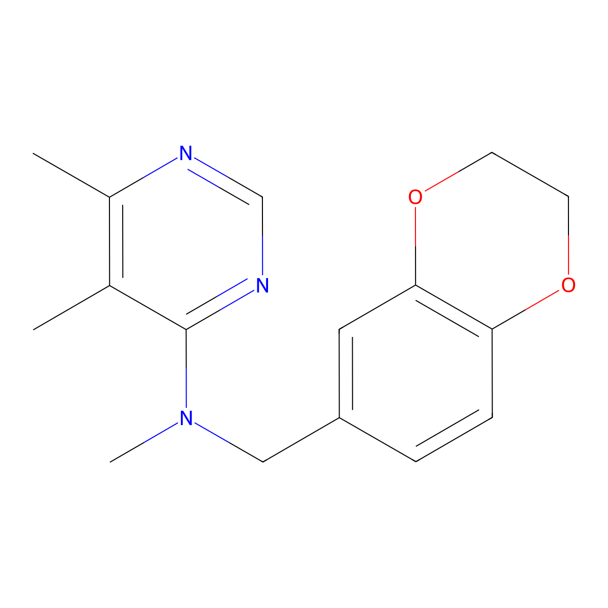 N-[(2,3-dihydro-1,4-benzodioxin-6-yl)methyl]-N,5,6-trimethylpyrimidin-4-amine molecular structure, CAS 2741923-51-1