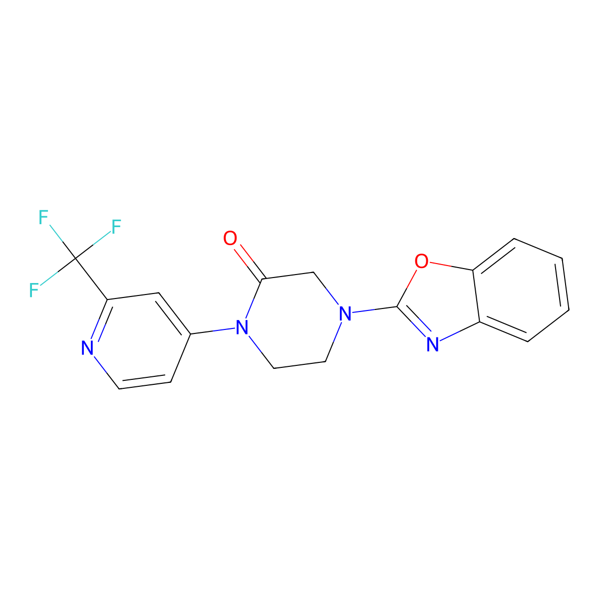 4-(1,3-Benzoxazol-2-yl)-1-[2-(trifluoromethyl)pyridin-4-yl]piperazin-2-one molecular structure, CAS 2741923-56-6
