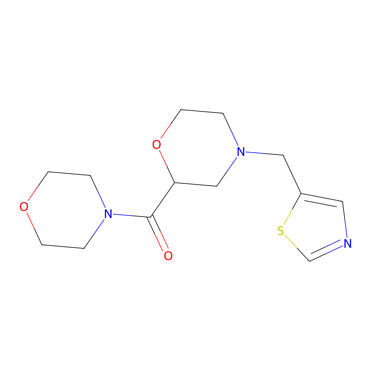 2-(Morpholine-4-carbonyl)-4-[(1,3-thiazol-5-yl)methyl]morpholine molecular structure, CAS 2741923-63-5