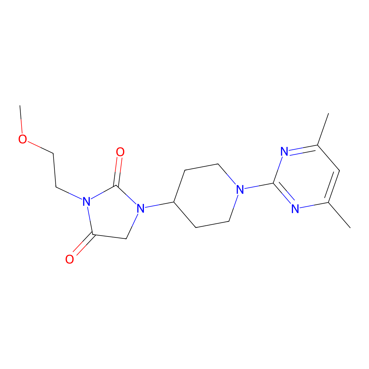 1-[1-(4,6-Dimethylpyrimidin-2-yl)piperidin-4-yl]-3-(2-methoxyethyl)imidazolidine-2,4-dione molecular structure, CAS 2741923-70-4