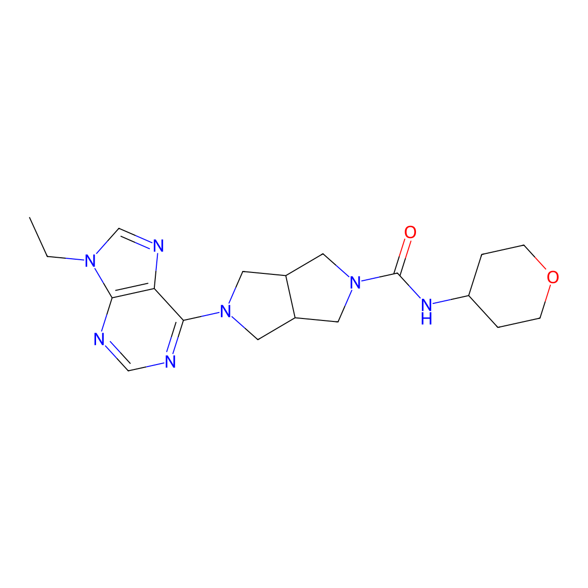 5-(9-ethyl-9H-purin-6-yl)-N-(oxan-4-yl)-octahydropyrrolo[3,4-c]pyrrole-2-carboxamide molecular structure, CAS 2741923-72-6