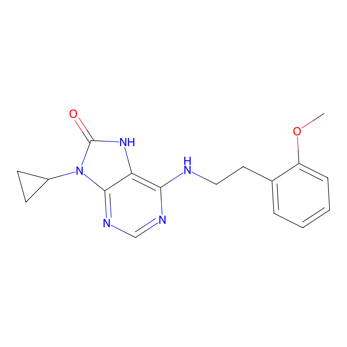 9-cyclopropyl-6-{[2-(2-methoxyphenyl)ethyl]amino}-8,9-dihydro-7H-purin-8-one molecular structure, CAS 2741923-73-7