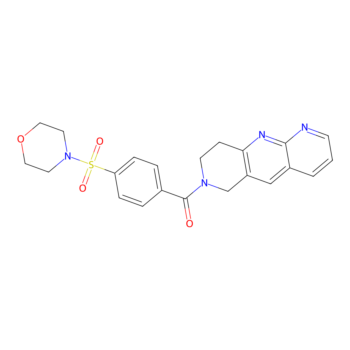 4-(4-{6H,7H,8H,9H-pyrido[2,3-b]1,6-naphthyridine-7-carbonyl}benzenesulfonyl)morpholine molecular structure, CAS 2741923-78-2
