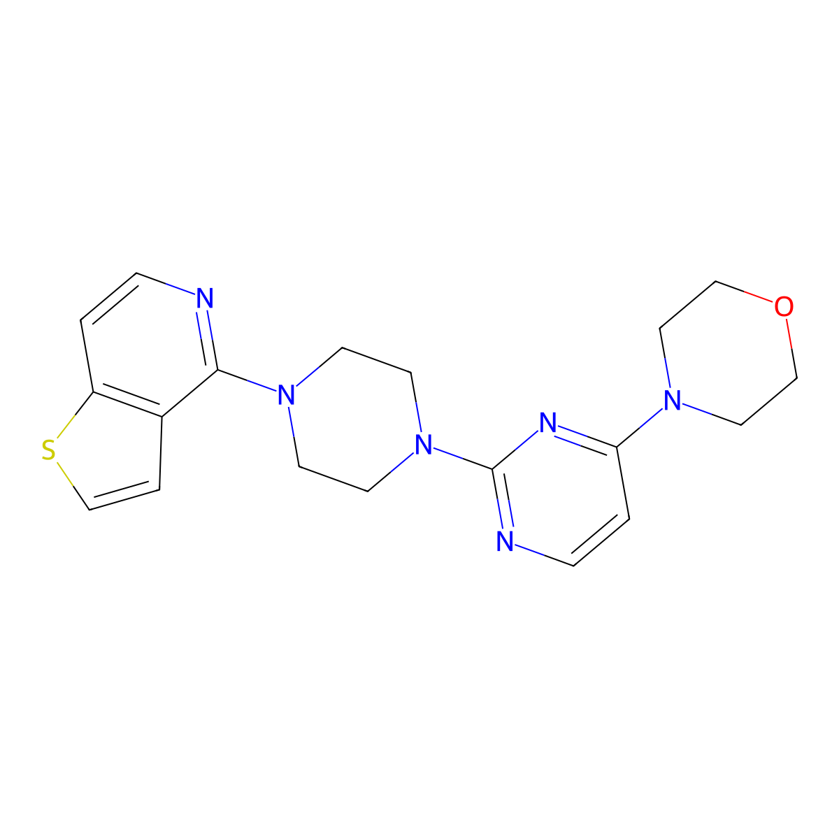 4-[2-(4-{Thieno[3,2-c]pyridin-4-yl}piperazin-1-yl)pyrimidin-4-yl]morpholine molecular structure, CAS 2741923-85-1