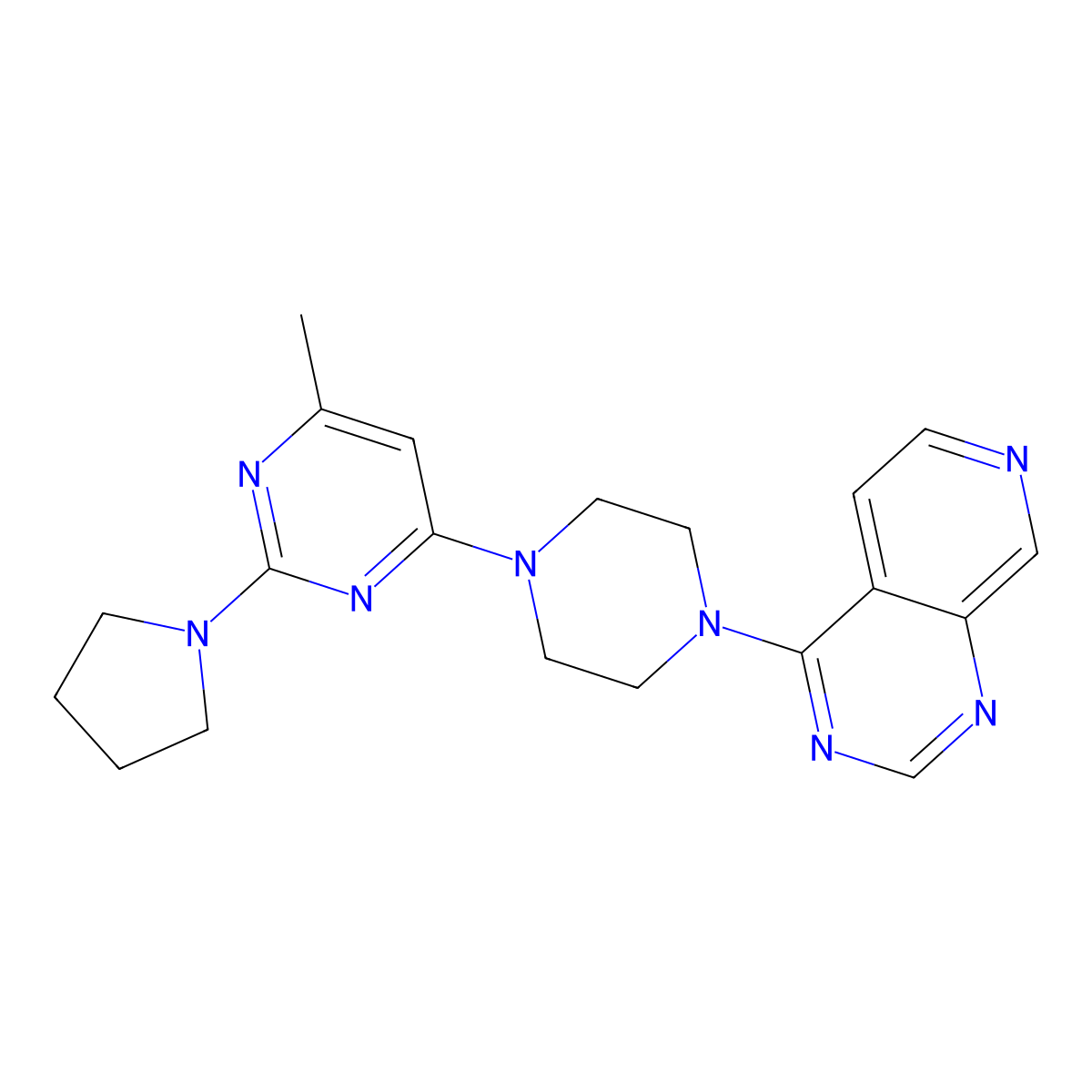 4-Methyl-6-(4-{pyrido[3,4-d]pyrimidin-4-yl}piperazin-1-yl)-2-(pyrrolidin-1-yl)pyrimidine molecular structure, CAS 2741923-86-2