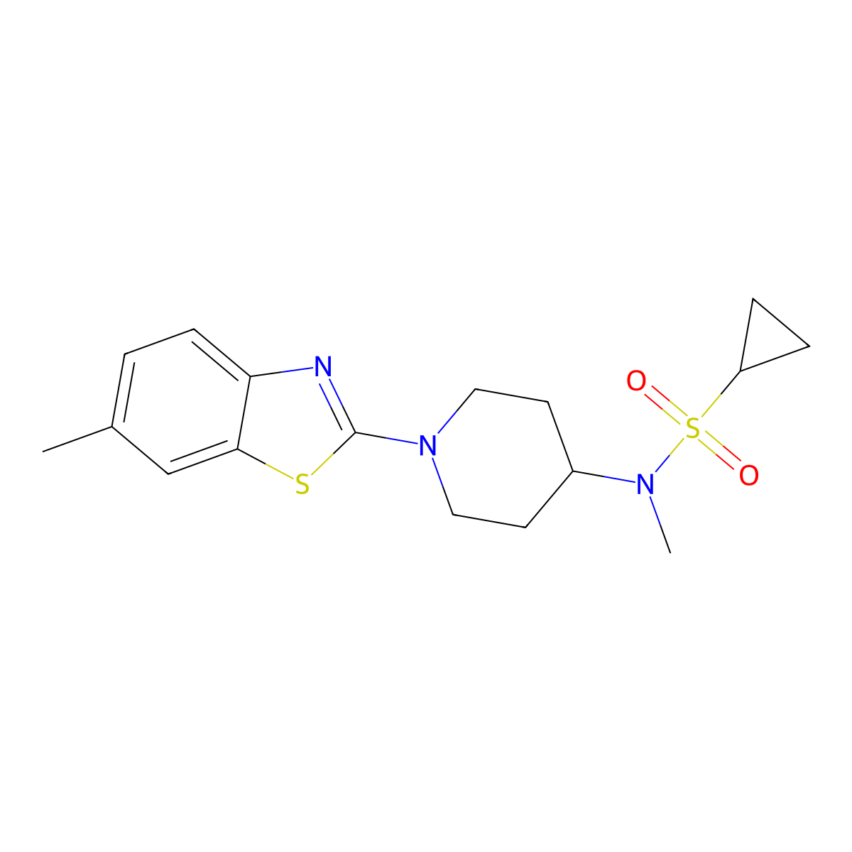 N-methyl-N-[1-(6-methyl-1,3-benzothiazol-2-yl)piperidin-4-yl]cyclopropanesulfonamide molecular structure, CAS 2741923-89-5