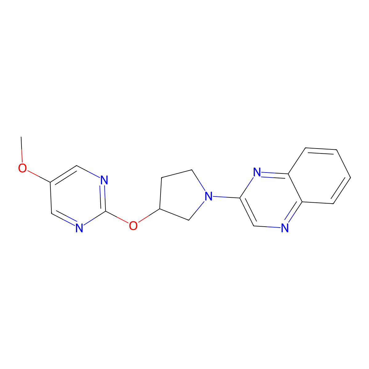 2-{3-[(5-Methoxypyrimidin-2-yl)oxy]pyrrolidin-1-yl}quinoxaline molecular structure, CAS 2741923-90-8
