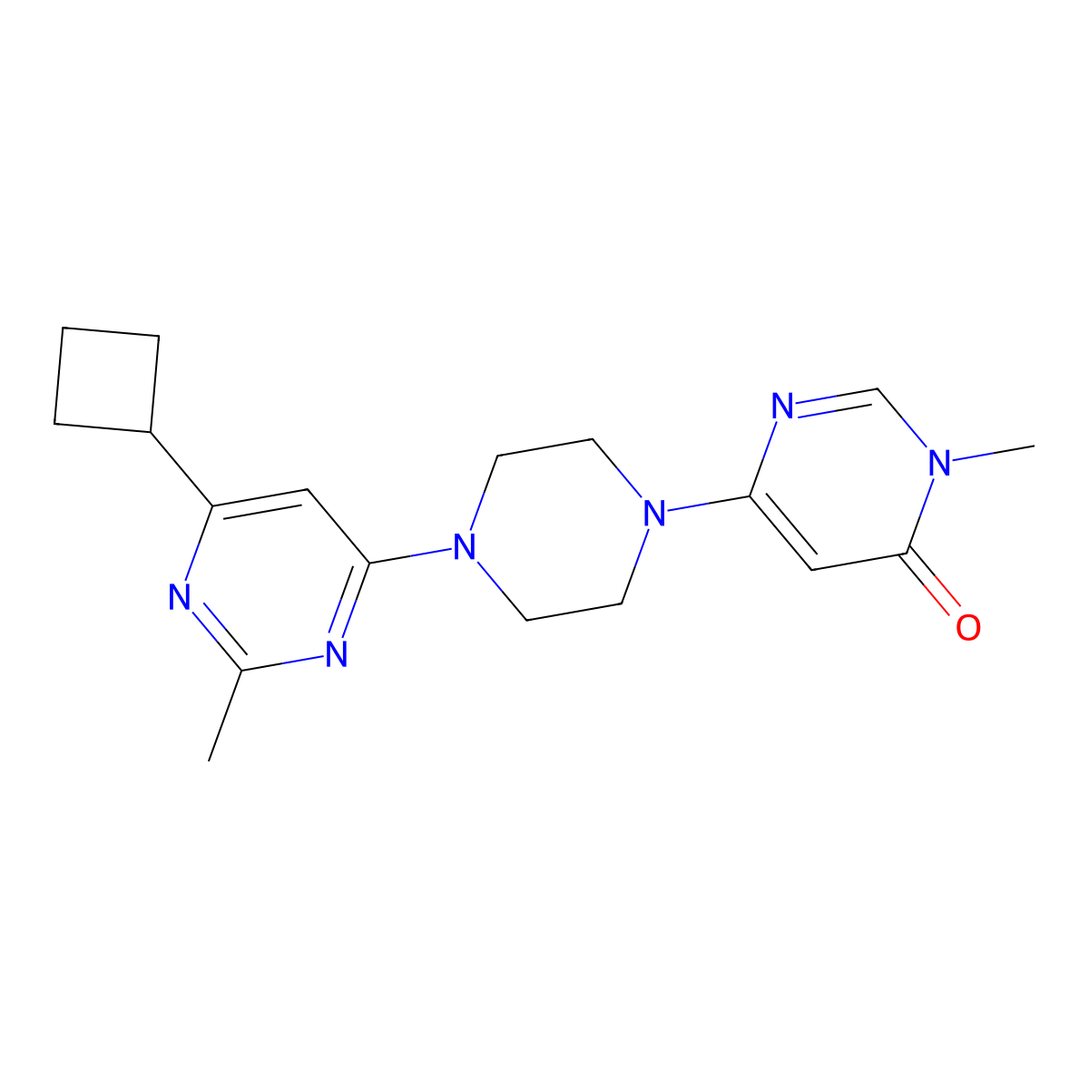 6-[4-(6-Cyclobutyl-2-methylpyrimidin-4-yl)piperazin-1-yl]-3-methyl-3,4-dihydropyrimidin-4-one molecular structure, CAS 2741923-97-5