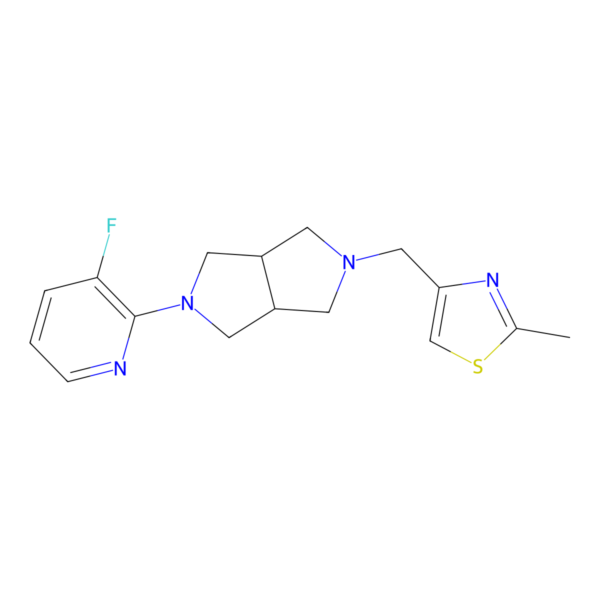 3-Fluoro-2-{5-[(2-methyl-1,3-thiazol-4-yl)methyl]-octahydropyrrolo[3,4-c]pyrrol-2-yl}pyridine molecular structure, CAS 2741924-04-7