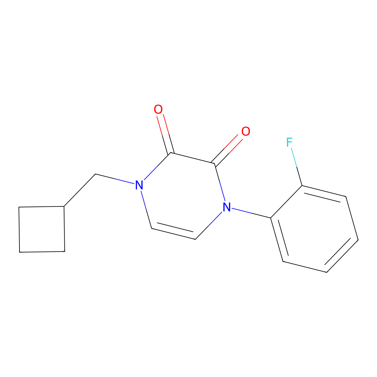 1-(Cyclobutylmethyl)-4-(2-fluorophenyl)-1,2,3,4-tetrahydropyrazine-2,3-dione molecular structure, CAS 2741924-11-6