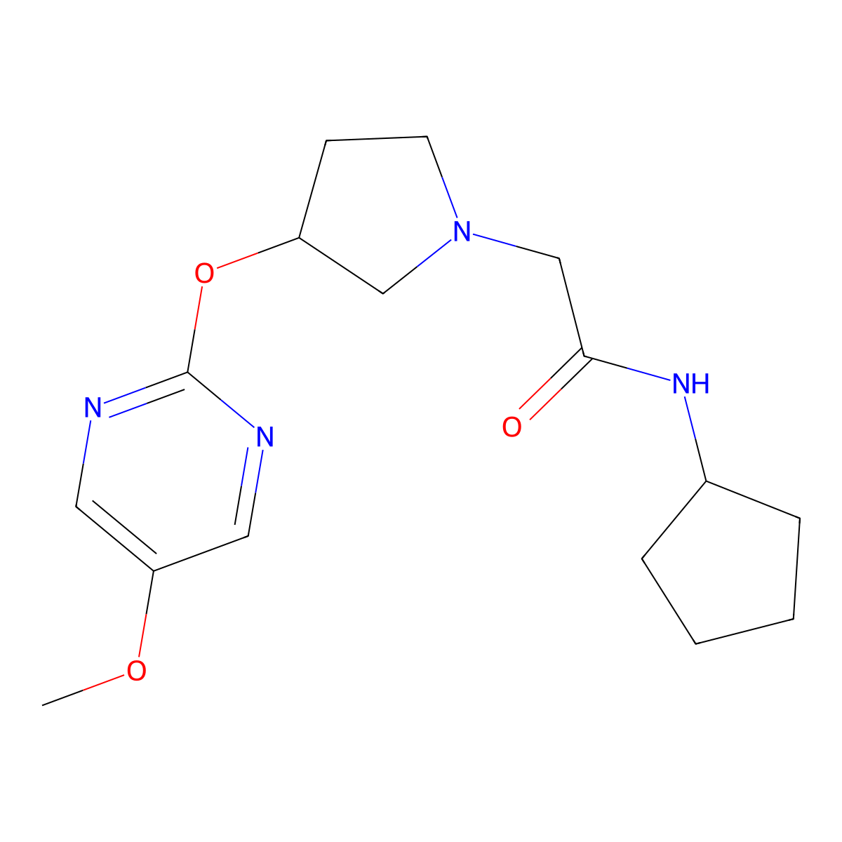N-cyclopentyl-2-{3-[(5-methoxypyrimidin-2-yl)oxy]pyrrolidin-1-yl}acetamide molecular structure, CAS 2741924-19-4