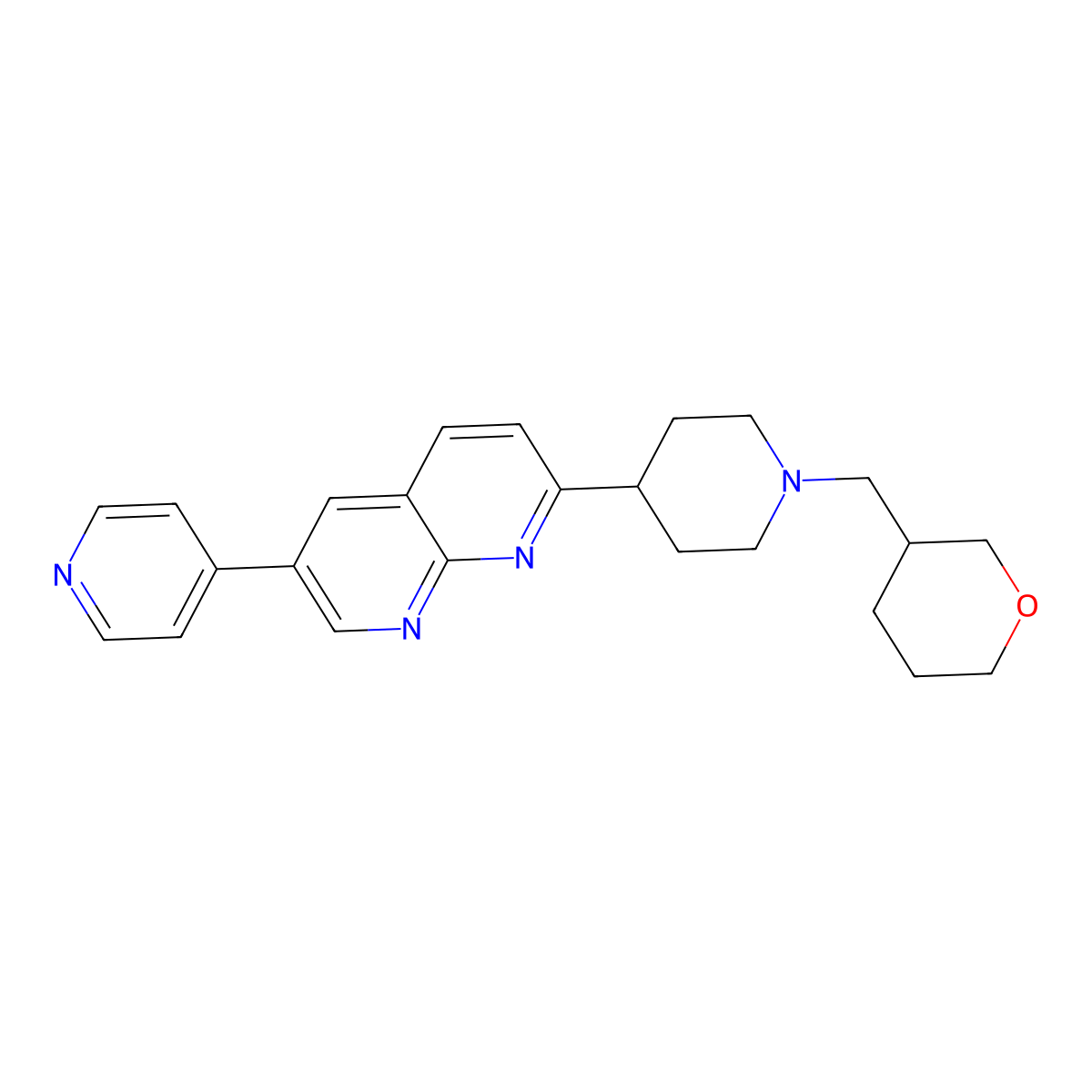 2-{1-[(Oxan-3-yl)methyl]piperidin-4-yl}-6-(pyridin-4-yl)-1,8-naphthyridine molecular structure, CAS 2741924-21-8