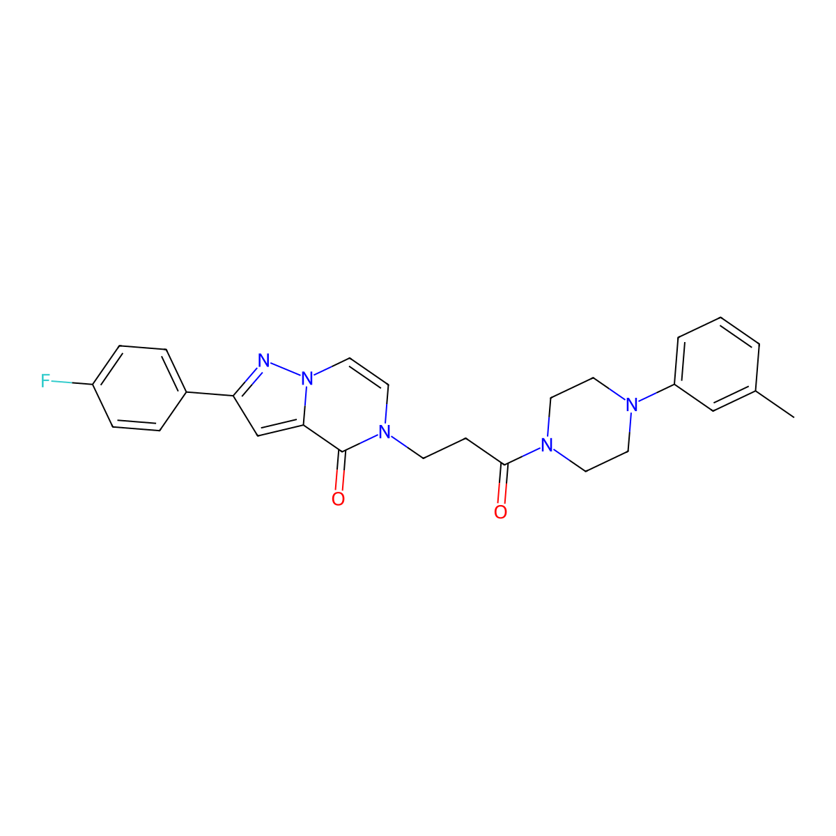 2-(4-fluorophenyl)-5-{3-[4-(3-methylphenyl)piperazin-1-yl]-3-oxopropyl}-4H,5H-pyrazolo[1,5-a]pyrazin-4-one molecular structure, CAS 2741924-29-6