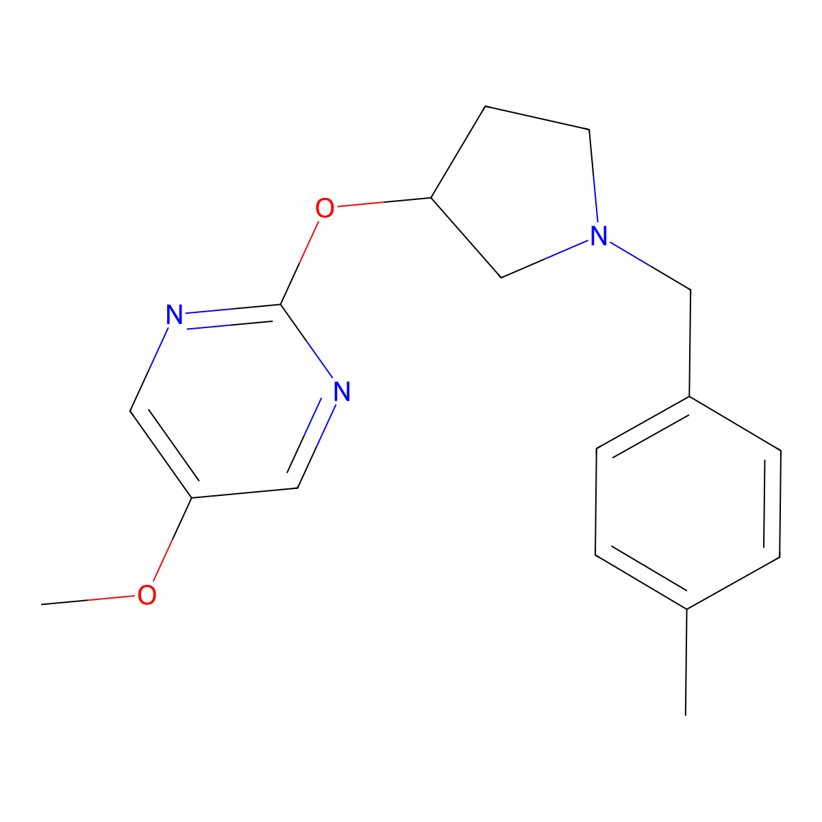 5-Methoxy-2-({1-[(4-methylphenyl)methyl]pyrrolidin-3-yl}oxy)pyrimidine molecular structure, CAS 2741924-31-0