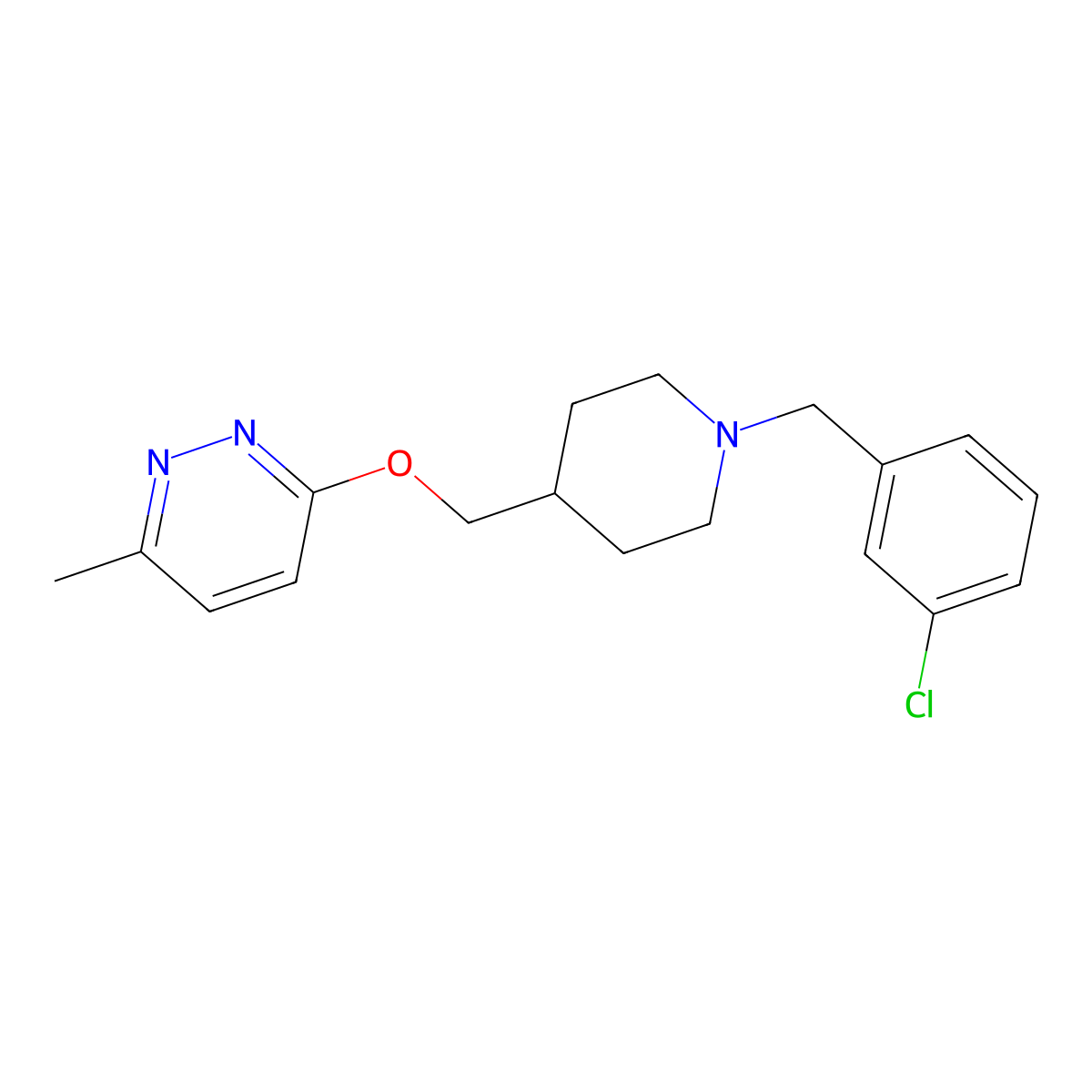 3-({1-[(3-Chlorophenyl)methyl]piperidin-4-yl}methoxy)-6-methylpyridazine molecular structure, CAS 2741924-33-2