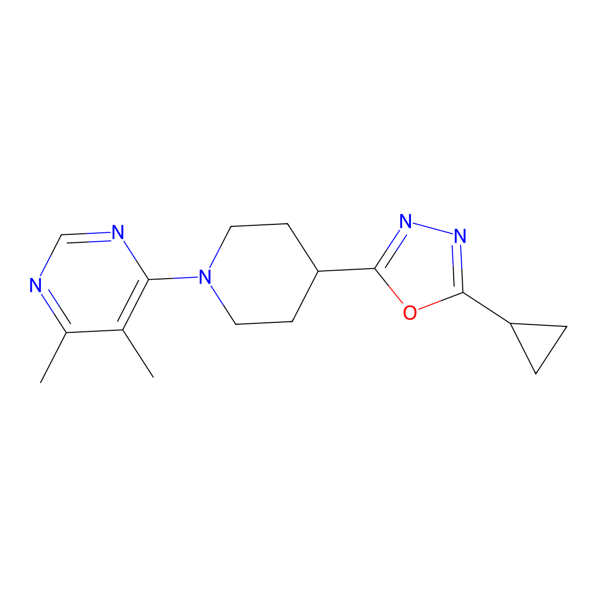 4-[4-(5-Cyclopropyl-1,3,4-oxadiazol-2-yl)piperidin-1-yl]-5,6-dimethylpyrimidine molecular structure, CAS 2741924-41-2