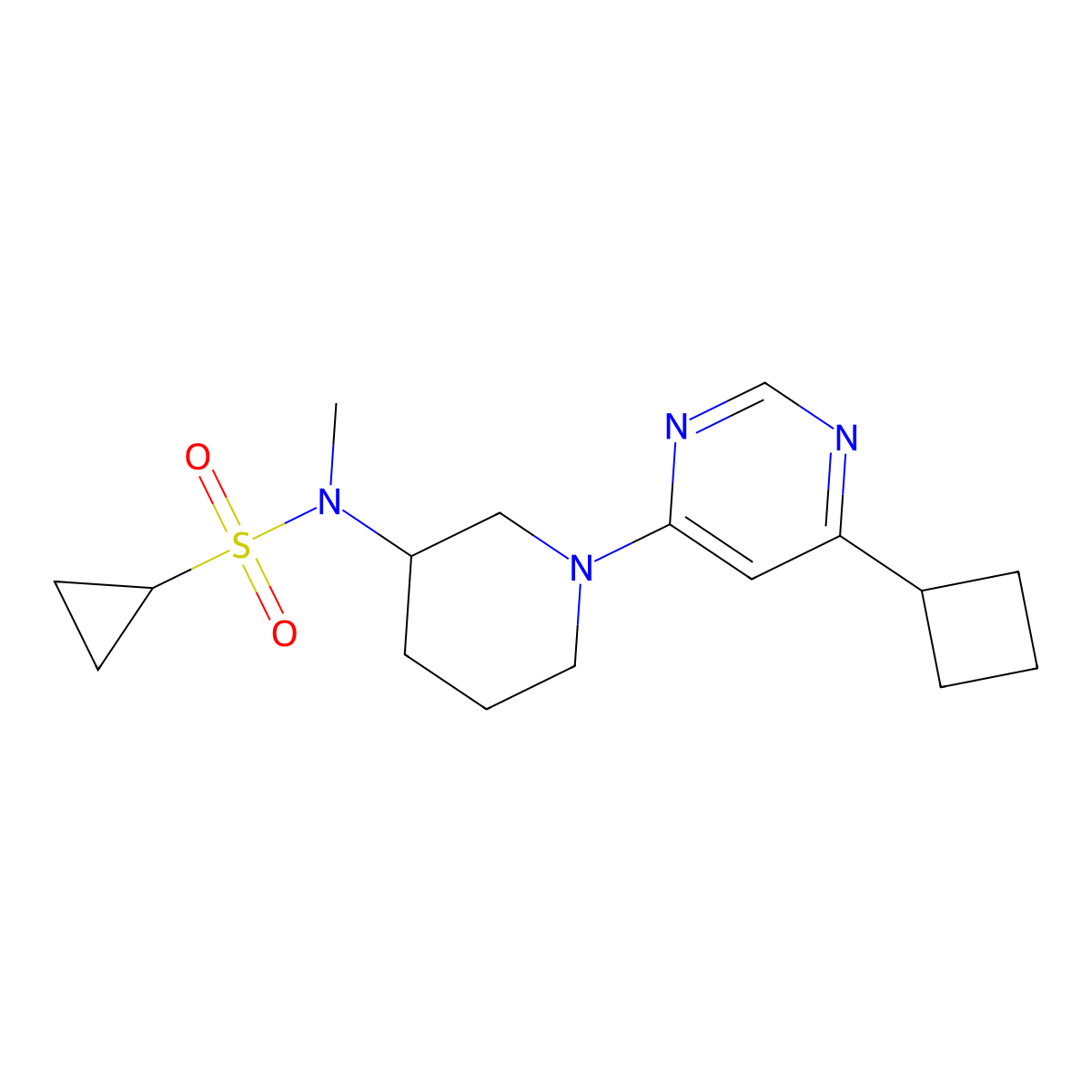N-[1-(6-cyclobutylpyrimidin-4-yl)piperidin-3-yl]-N-methylcyclopropanesulfonamide molecular structure, CAS 2741924-46-7