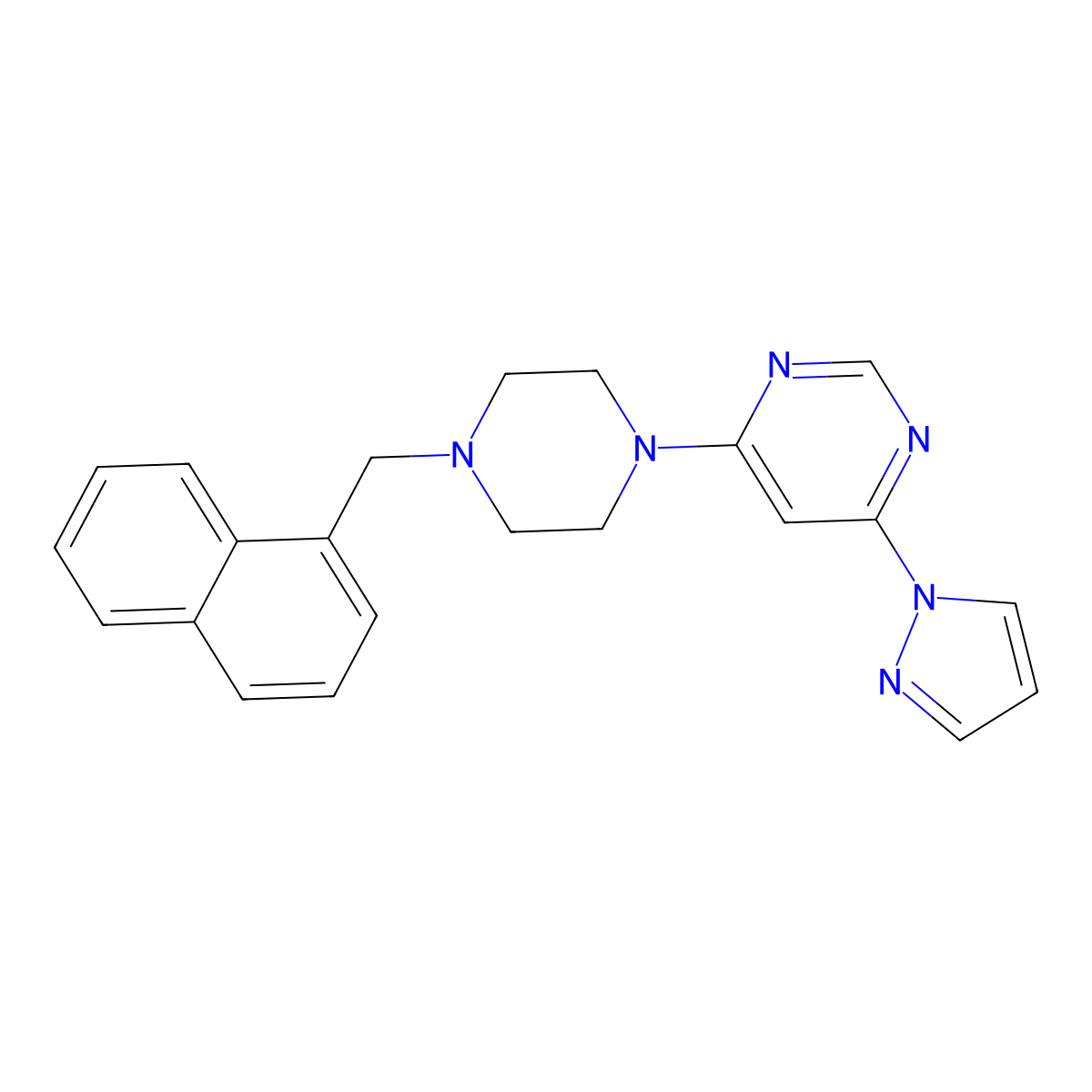 4-{4-[(naphthalen-1-yl)methyl]piperazin-1-yl}-6-(1H-pyrazol-1-yl)pyrimidine molecular structure, CAS 2741924-55-8