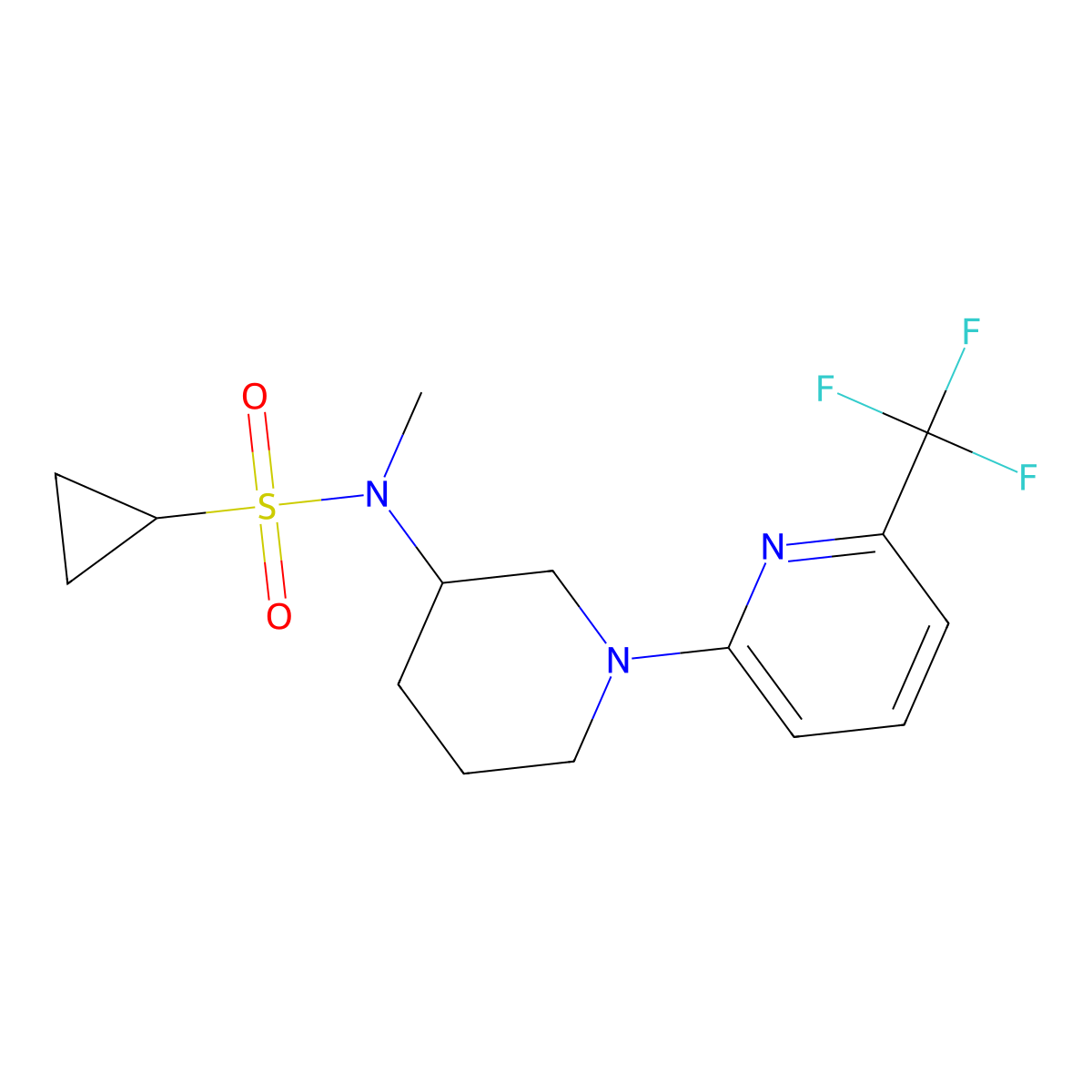 N-methyl-N-{1-[6-(trifluoromethyl)pyridin-2-yl]piperidin-3-yl}cyclopropanesulfonamide molecular structure, CAS 2741924-57-0