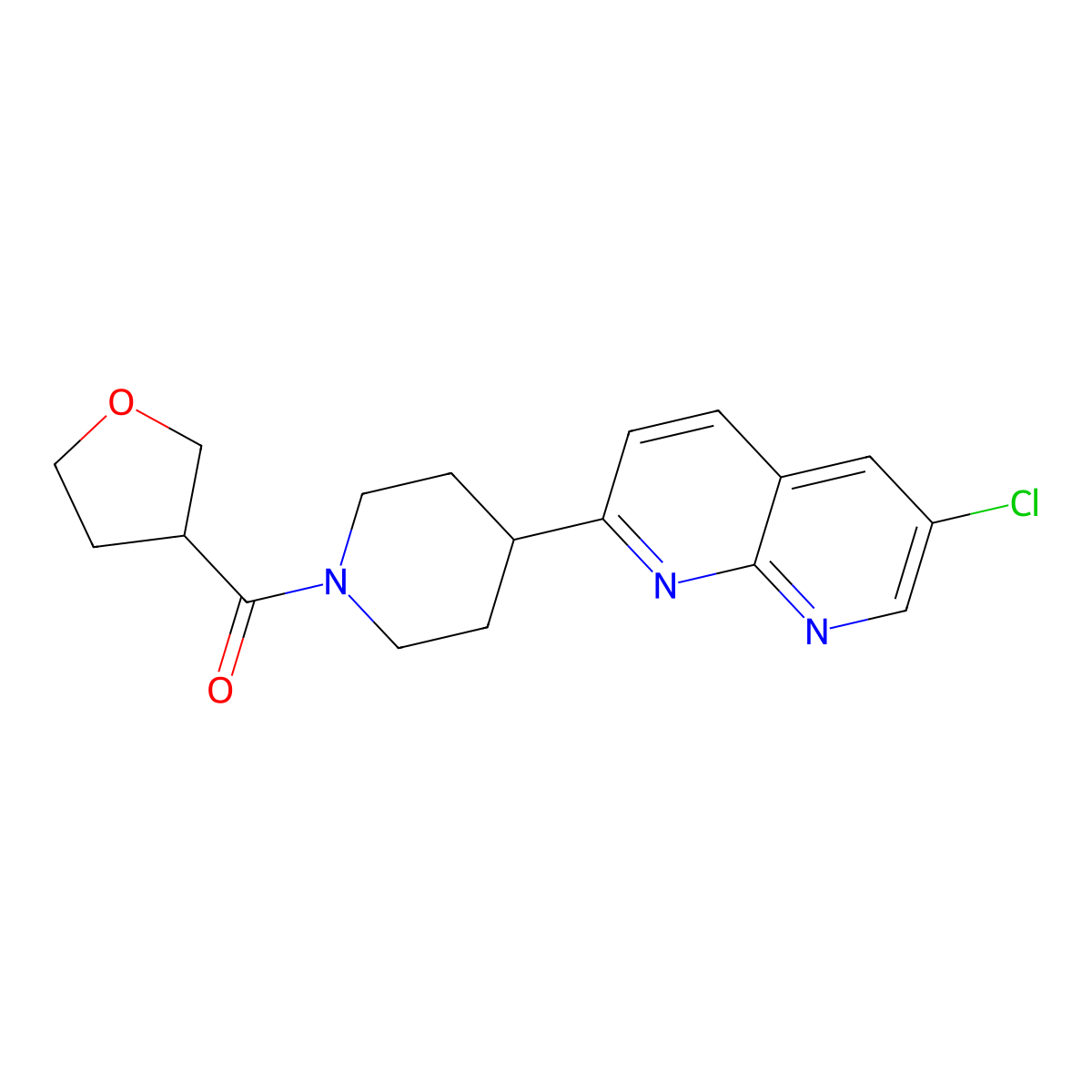 6-Chloro-2-[1-(oxolane-3-carbonyl)piperidin-4-yl]-1,8-naphthyridine molecular structure, CAS 2741924-59-2