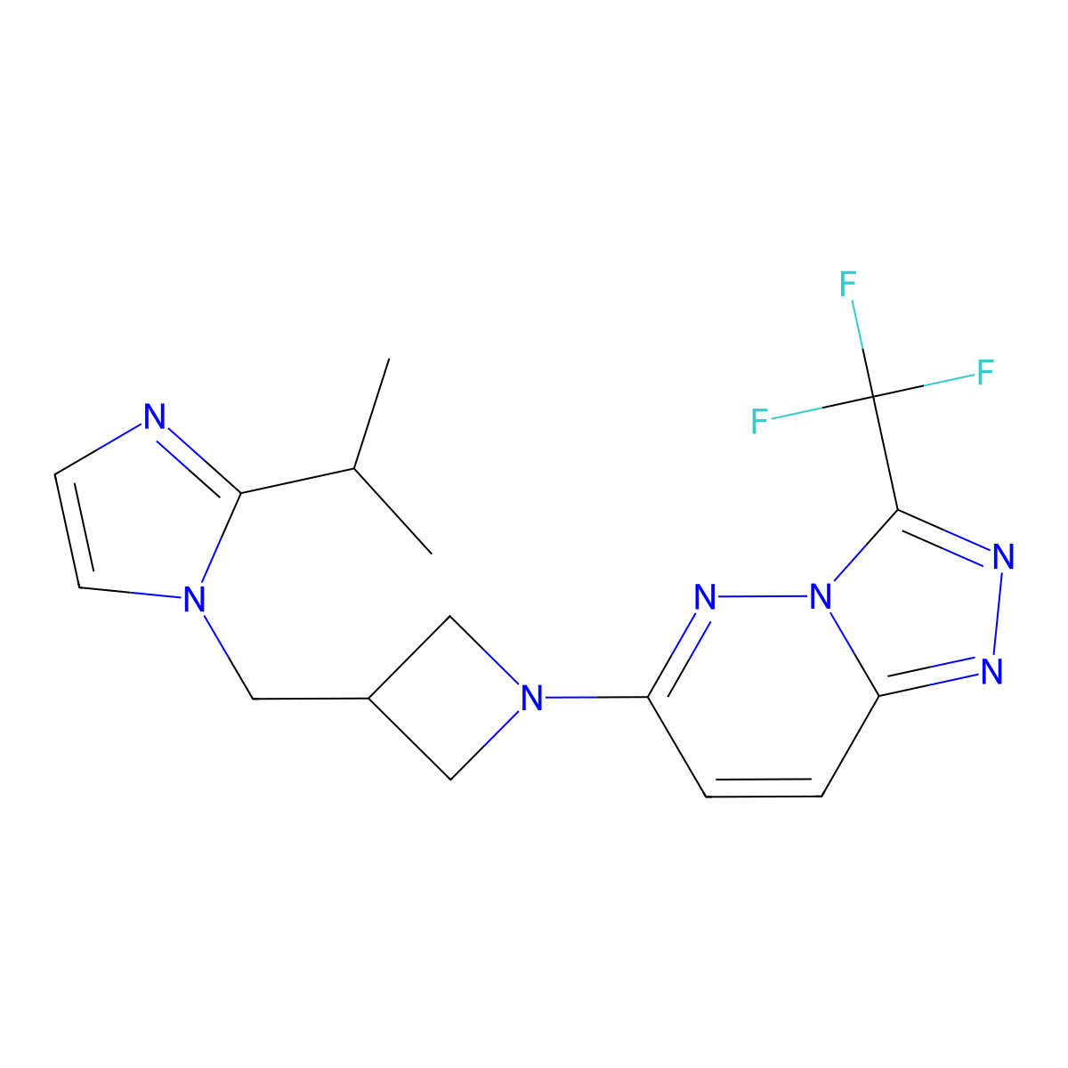 2-(propan-2-yl)-1-({1-[3-(trifluoromethyl)-[1,2,4]triazolo[4,3-b]pyridazin-6-yl]azetidin-3-yl}methyl)-1H-imidazole molecular structure, CAS 2741924-60-5