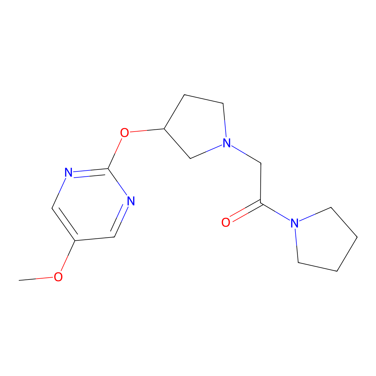 2-{3-[(5-Methoxypyrimidin-2-yl)oxy]pyrrolidin-1-yl}-1-(pyrrolidin-1-yl)ethan-1-one molecular structure, CAS 2741924-61-6