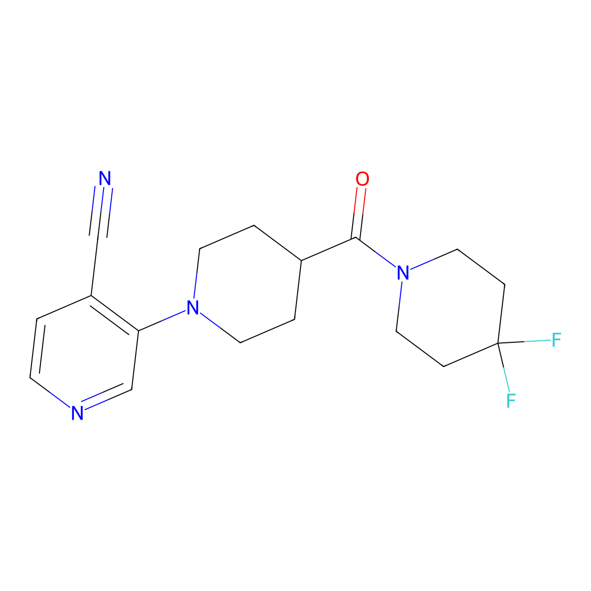 3-[4-(4,4-Difluoropiperidine-1-carbonyl)piperidin-1-yl]pyridine-4-carbonitrile molecular structure, CAS 2741924-63-8