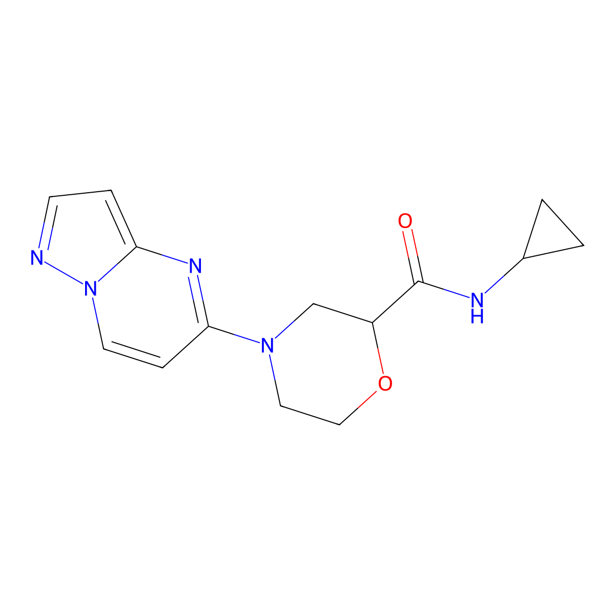 N-cyclopropyl-4-{pyrazolo[1,5-a]pyrimidin-5-yl}morpholine-2-carboxamide molecular structure, CAS 2741924-64-9