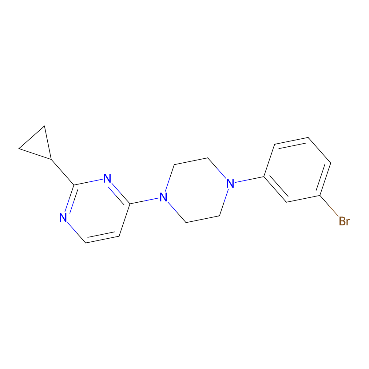 4-[4-(3-Bromophenyl)piperazin-1-yl]-2-cyclopropylpyrimidine molecular structure, CAS 2741924-75-2