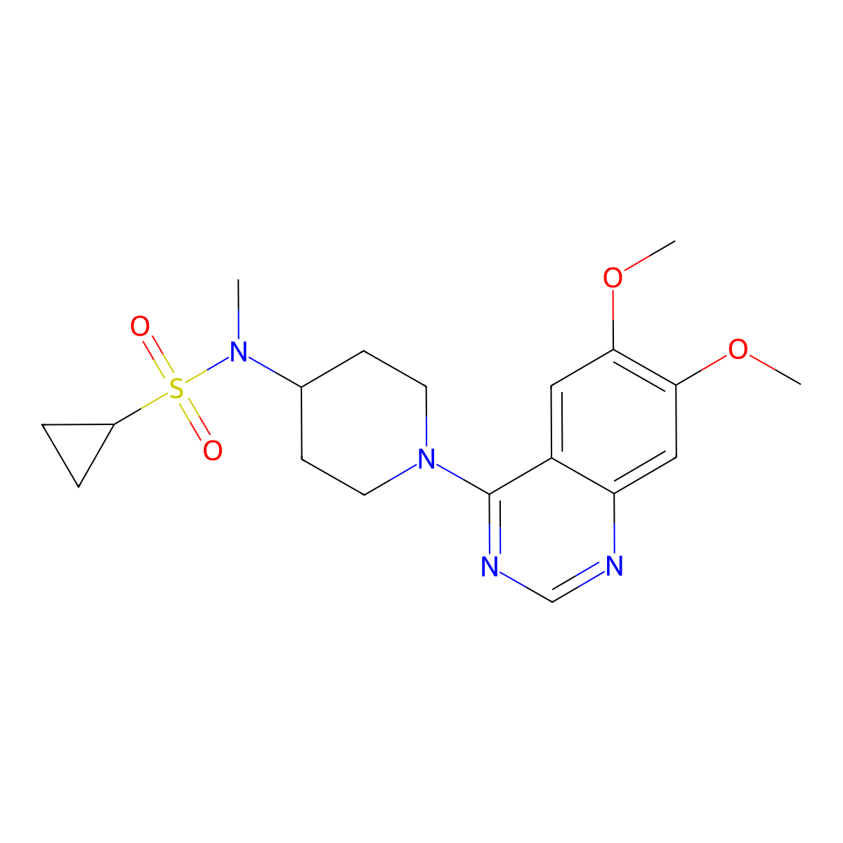 N-[1-(6,7-dimethoxyquinazolin-4-yl)piperidin-4-yl]-N-methylcyclopropanesulfonamide molecular structure, CAS 2741924-76-3