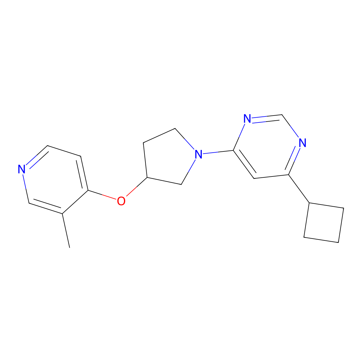 4-Cyclobutyl-6-{3-[(3-methylpyridin-4-yl)oxy]pyrrolidin-1-yl}pyrimidine molecular structure, CAS 2741924-78-5