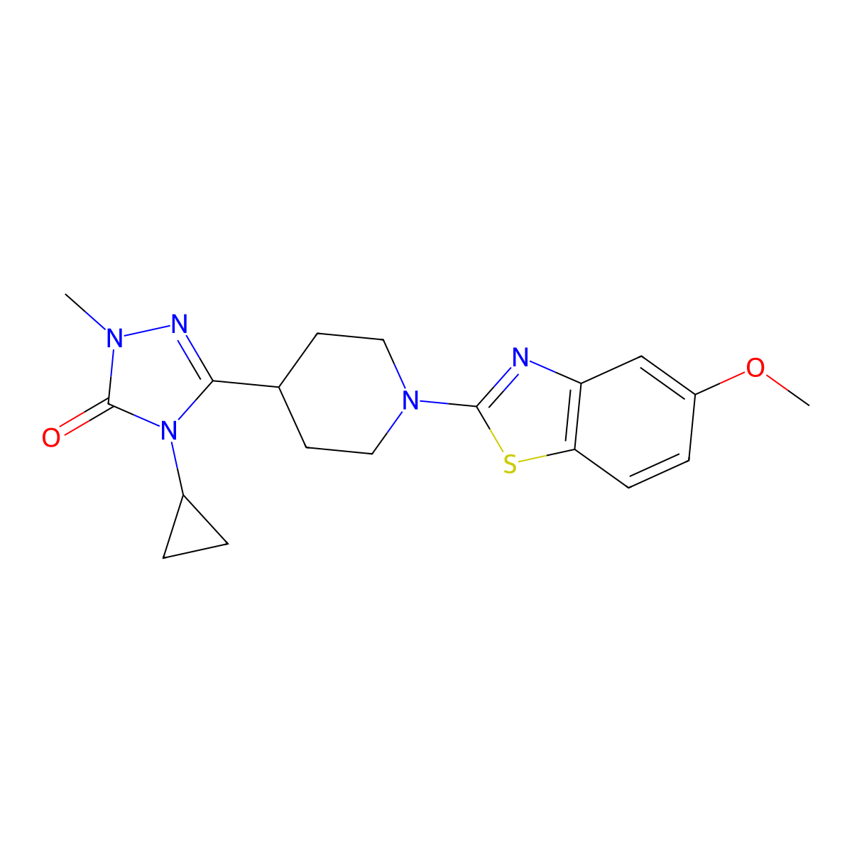 4-cyclopropyl-3-[1-(5-methoxy-1,3-benzothiazol-2-yl)piperidin-4-yl]-1-methyl-4,5-dihydro-1H-1,2,4-triazol-5-one molecular structure, CAS 2741924-79-6