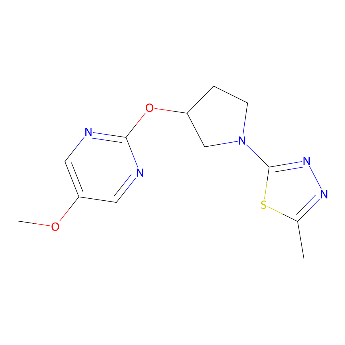 5-Methoxy-2-{[1-(5-methyl-1,3,4-thiadiazol-2-yl)pyrrolidin-3-yl]oxy}pyrimidine molecular structure, CAS 2741924-88-7