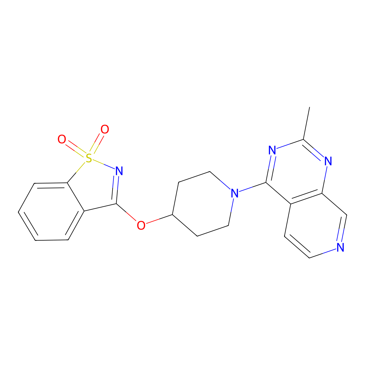 3-[1-(2-Methylpyrido[3,4-d]pyrimidin-4-yl)piperidin-4-yl]oxy-1,2-benzothiazole 1,1-dioxide molecular structure, CAS 2741924-96-7
