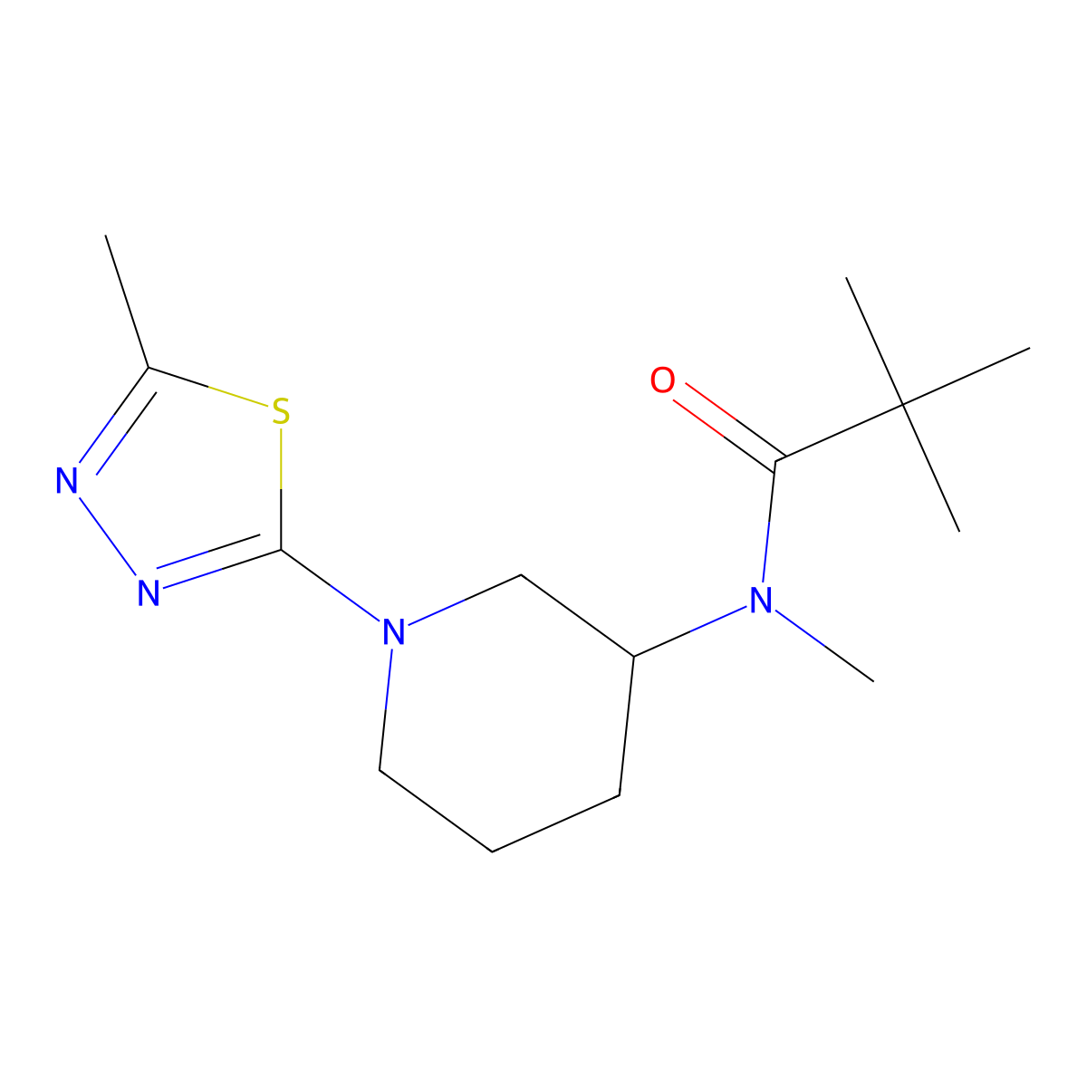 N,2,2-trimethyl-N-[1-(5-methyl-1,3,4-thiadiazol-2-yl)piperidin-3-yl]propanamide molecular structure, CAS 2741924-98-9