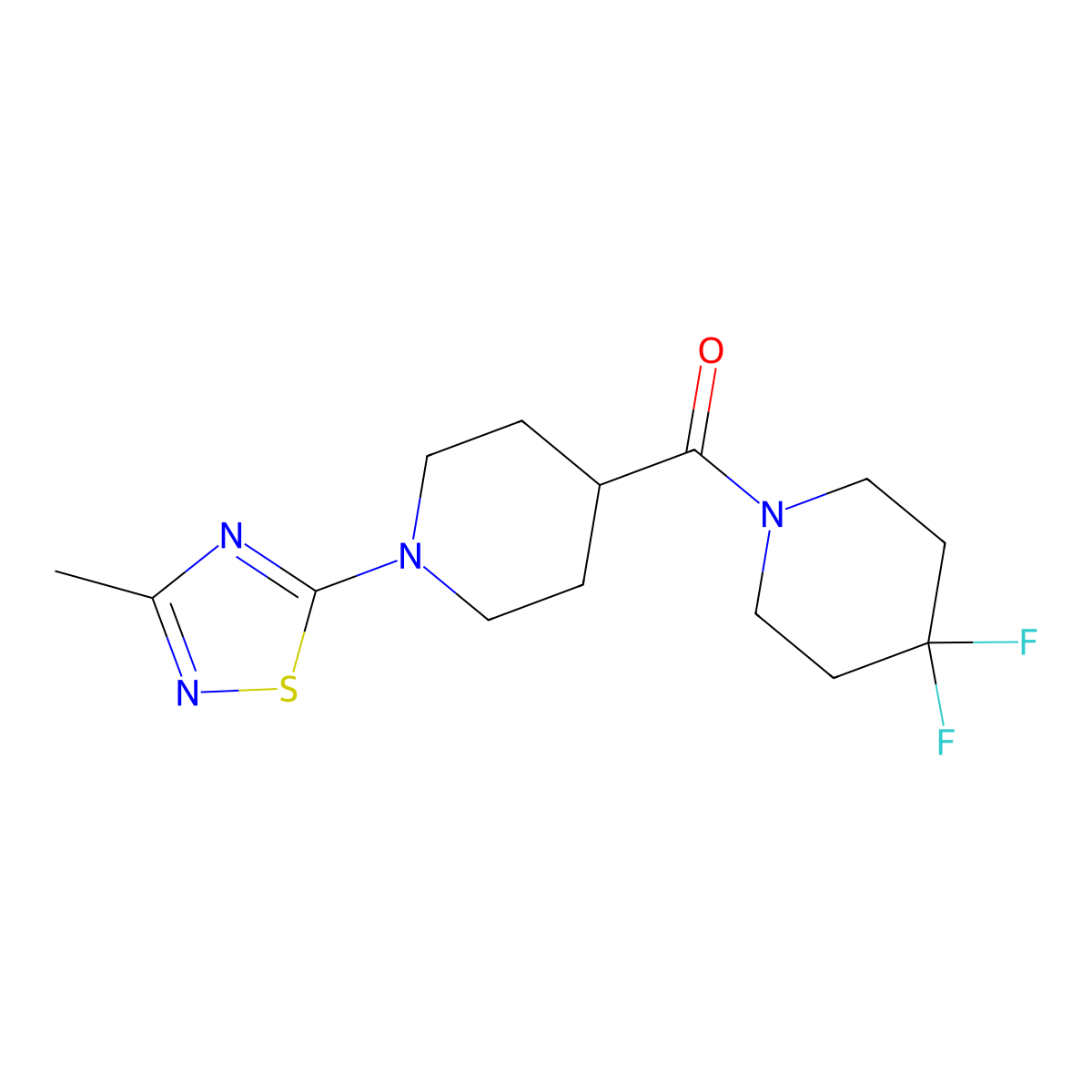 4-(4,4-Difluoropiperidine-1-carbonyl)-1-(3-methyl-1,2,4-thiadiazol-5-yl)piperidine molecular structure, CAS 2741925-01-7