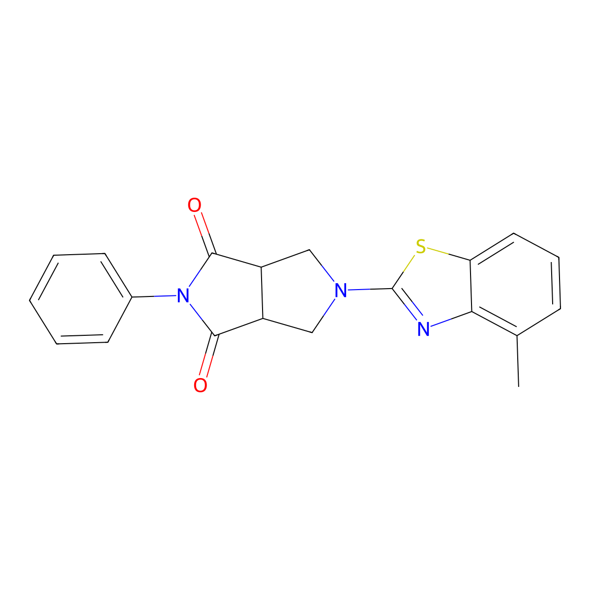 5-(4-Methyl-1,3-benzothiazol-2-yl)-2-phenyl-octahydropyrrolo[3,4-c]pyrrole-1,3-dione molecular structure, CAS 2741925-03-9