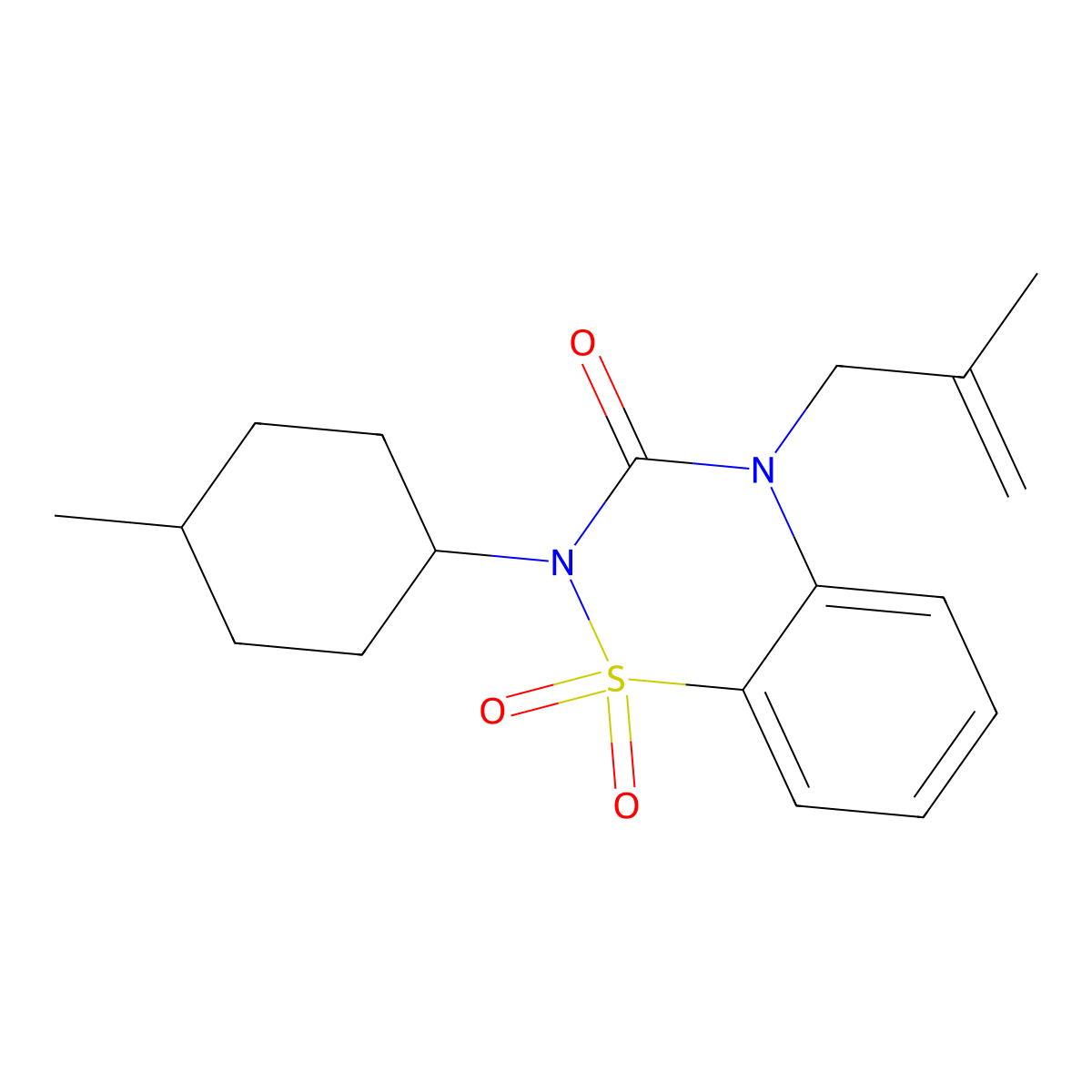 2-(4-Methylcyclohexyl)-4-(2-methylprop-2-enyl)-1,1-dioxo-1lambda6,2,4-benzothiadiazin-3-one molecular structure, CAS 2741925-10-8