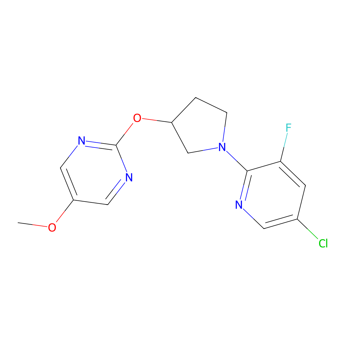 2-{[1-(5-Chloro-3-fluoropyridin-2-yl)pyrrolidin-3-yl]oxy}-5-methoxypyrimidine molecular structure, CAS 2741925-14-2