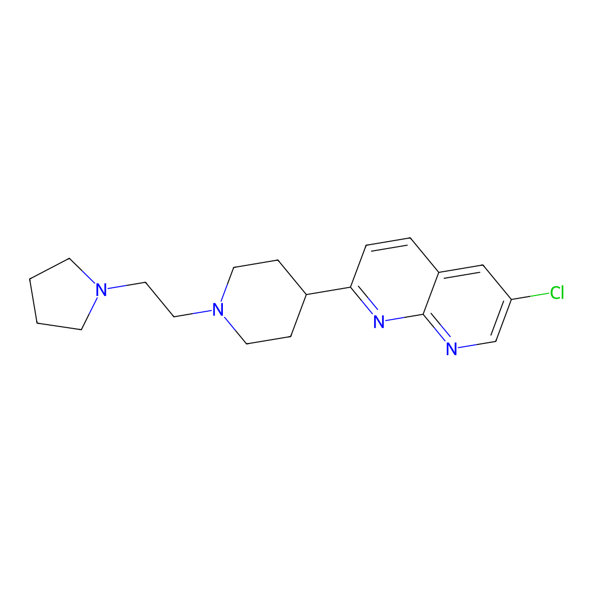 6-Chloro-2-{1-[2-(pyrrolidin-1-yl)ethyl]piperidin-4-yl}-1,8-naphthyridine molecular structure, CAS 2741925-35-7
