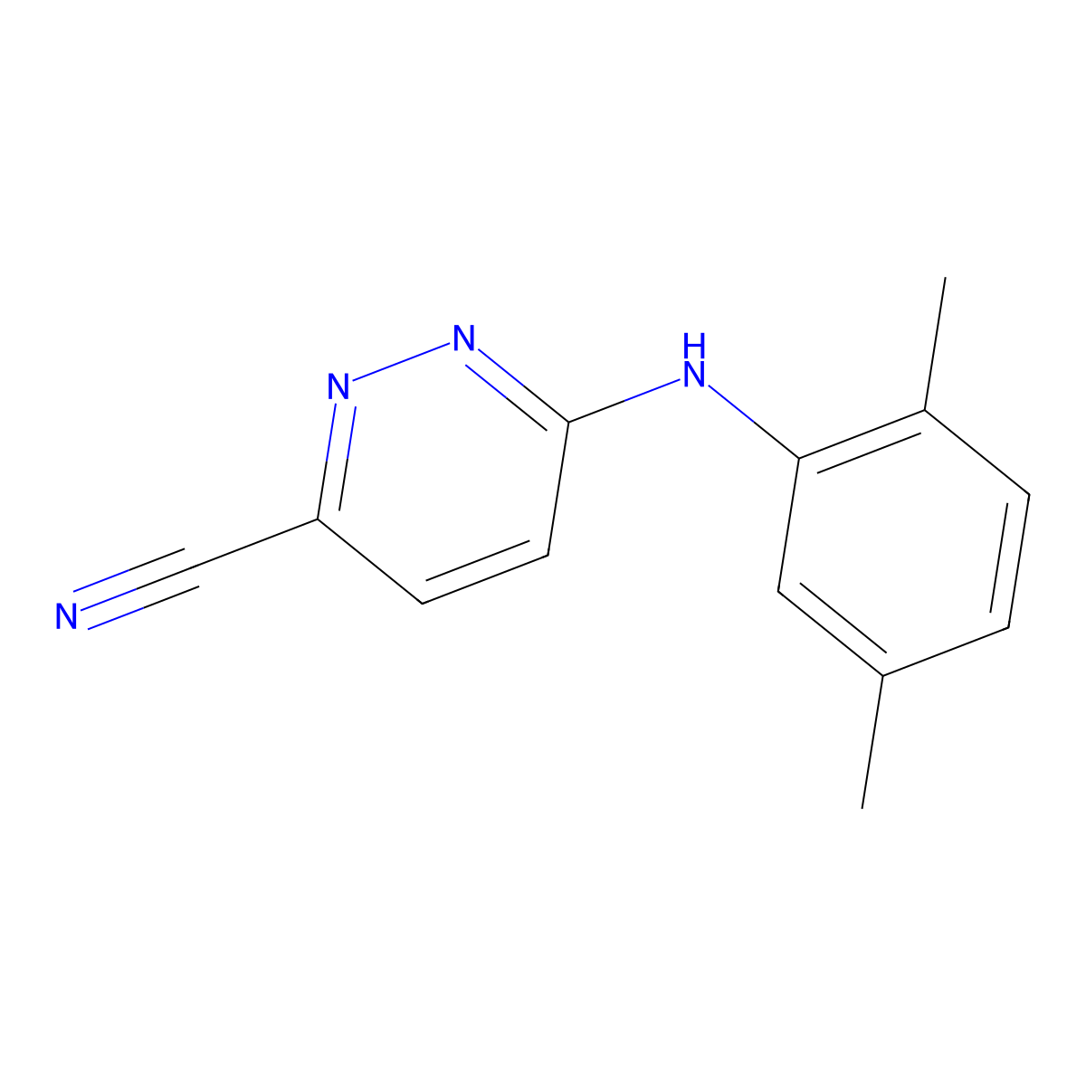 6-[(2,5-Dimethylphenyl)amino]pyridazine-3-carbonitrile molecular structure, CAS 2741925-39-1